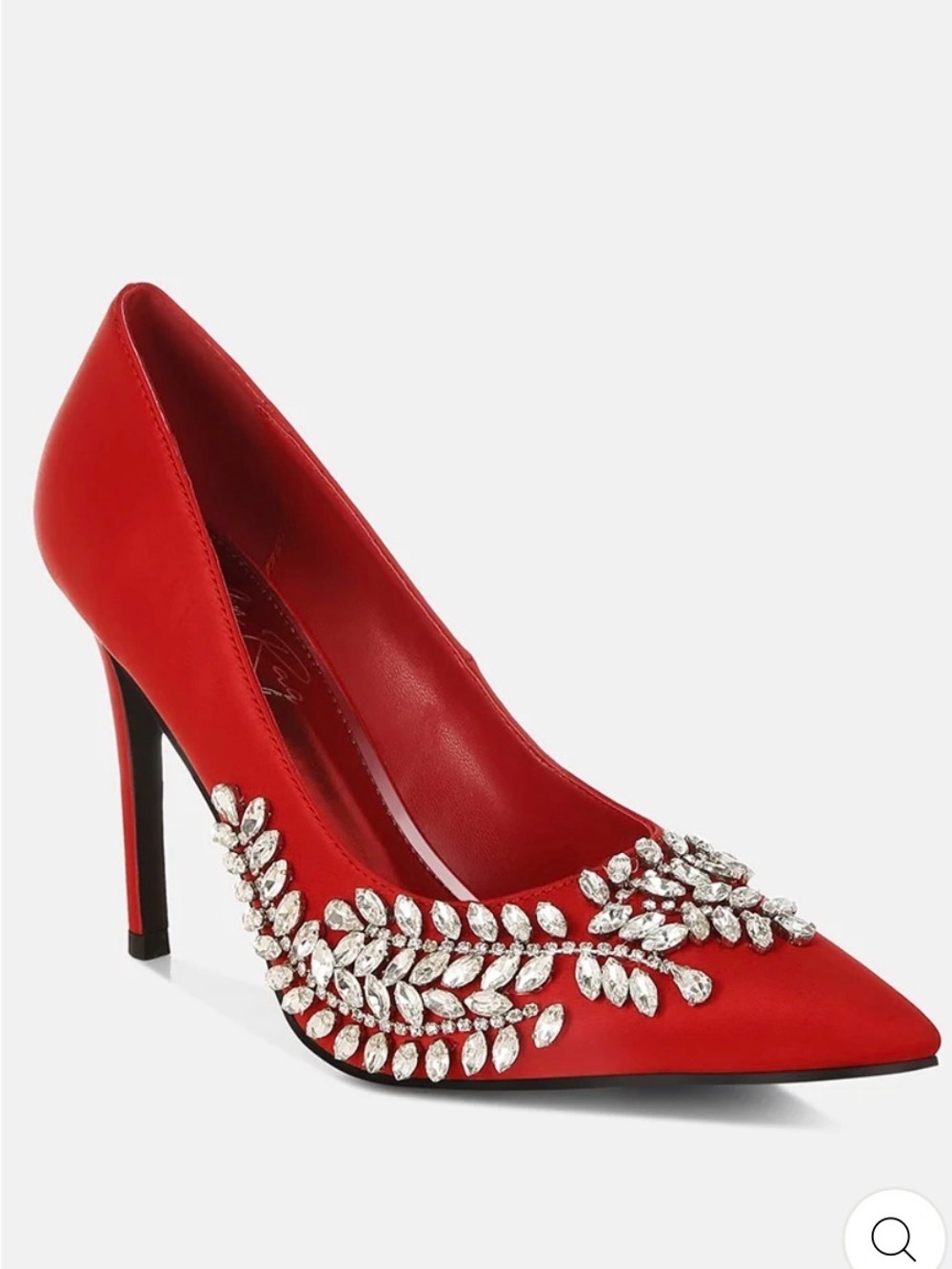 Red Embellished Pointed-Toe Stiletto Pump